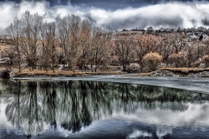 acqua, nuvole, alberi, riflesso, lago, fiume, rami, riflessi