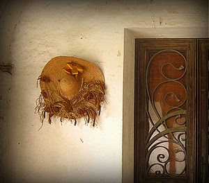 cappello, muro, porta, paglia, vetro, spighe, fiocco, finestra, ferro