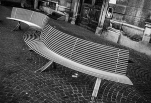 panchina, curve, bianconero, porta, strada, metallo, linee