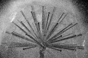 acqua, fontana, spruzzi, bianconero, gocce, zampilli, tubi, sfera, schizzi
