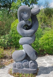 piante, verde, pietra, statua, scultura, grigio, monumento, curve, cielo, alberi, piede, ombra, erba, foglie, astratto, rami