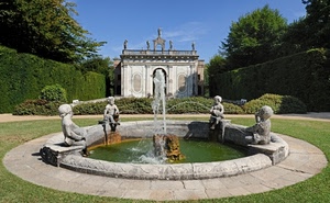fontana, statue, acqua, verde, zampilli, siepe, prato, zampillo, giardino, alberi