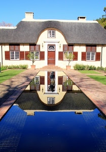 riflesso, acqua, casa, tetto, finestre, porta, piscina, comignoli, vasca, fontana