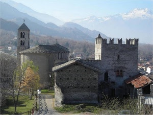 campanile, merli, chiesa, castello, torre, montagne, montagna, borgo, case