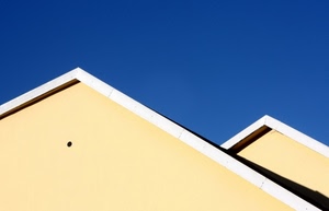 tetti, tetto, giallo, azzurro, cielo, blu, minimalismo, astratto, geometrie, linee, case, triangolo
