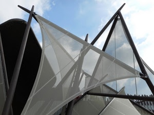 vele, expo, pali, padiglione, cielo, bianco, nuvole, milano