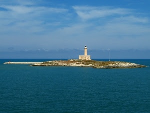 faro, mare, isola, cielo, nuvole, acqua, blu
