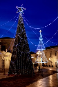 natale, luci, piazza, alberi, luminarie, albero, stella, stelle, notte