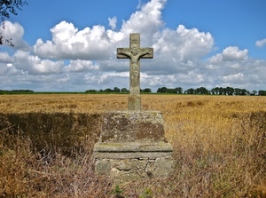 croce, nuvole, cielo, alberi, campo, erba, pietra, crocifisso, tomba, prato, grano