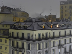 fumo, abbaini, finestre, comignoli, tetti, luci, palazzi, palazzo, cielo, camini, case