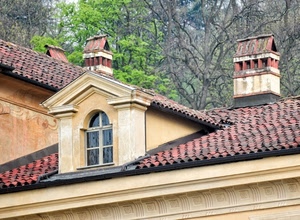 comignoli, abbaino, finestra, tegole, tetto, tetti, alberi