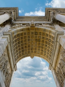 arco, cielo, nuvole, colonne, monumento, prospettiva, decorazioni