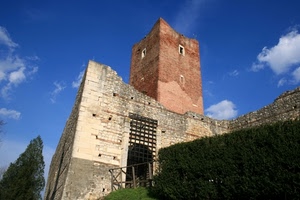 torre, castello, siepe, cielo, nuvole, grata, ruderi, azzurro