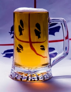 birra, boccale, bicchiere, vetro, schiuma, manico, bandiera, giallo