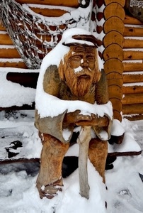 neve, legno, scultura, barba, vecchio, rete, bastone, bianco, inverno, marrone, anziano, casa, statua