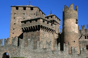 castello, merli, torre, torri, azzurro, cielo, mura, mattoni