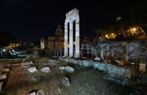 colonne, ruderi, notturno, rovine, notte, roma, cupola, foro, archeologia, chiesa