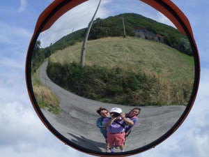 specchio, fotografo, strada, riflesso, persone, tre