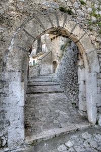 arco, gradini, pietre, muro, vicolo, scala, salita, porta, pietra