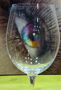 occhio, bicchiere, ciglia, calice, vetro, iride, pupilla, trasparente, verde, colori, cristallo, trasparenza, riflesso, trasparenze