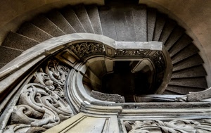 gradini, scala, chiocciola, spirale, scale, ringhiera, corrimano, curve, scalini, marmo, decorazioni